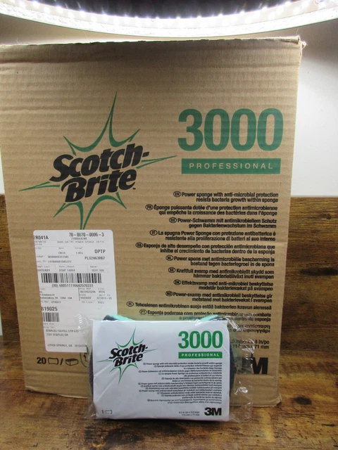 Scotch-Brite PROFESSIONAL Power Sponge, 0.6" Thick, Blue/teal, 19/carton New