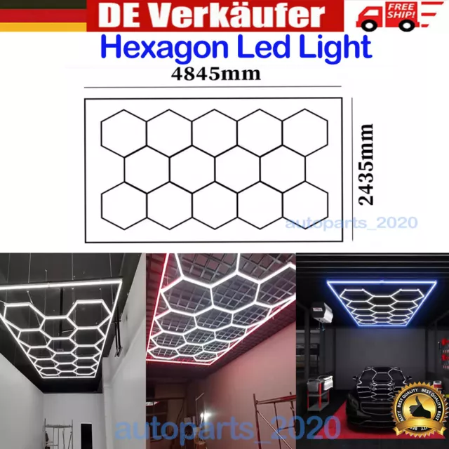 Hexagon LED Lampe Röhren Werkstatt Garage Wand Decken Leuchte Hex Beleuchtung DE
