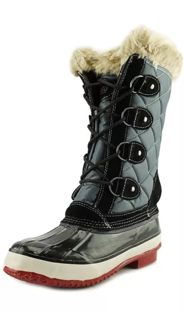 Khombu Melanie Boots Women Round Toe Fur Gray Winter Waterproof Rain Snow Shoe 6