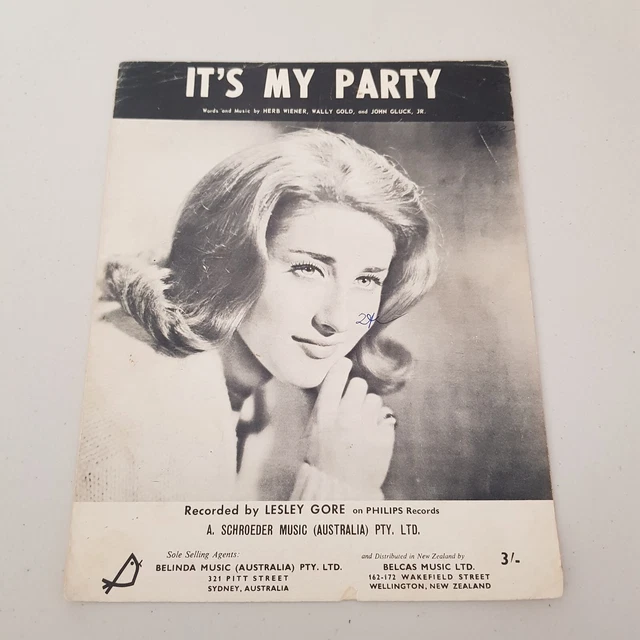 LESLEY GORE It's My Party Rare 1963 Oz Sheet Music £25.06 PicClick UK