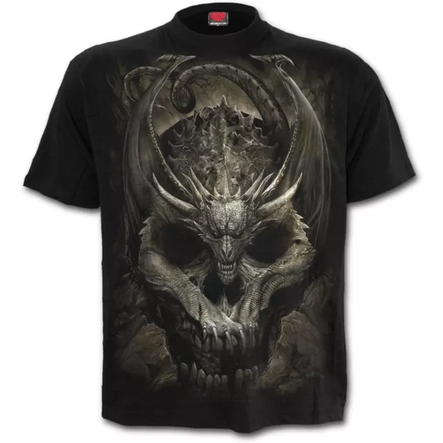 Spiral Direct DRACO SKULL Mens T-Shirt, Biker, Rock, Gothic, Dragon, Clothing