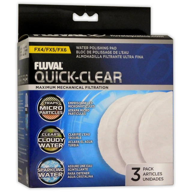 Fluval Fx5 Fx6 Water Filter Polishing Floss Pads White Replacement 3Pk Fish Tank