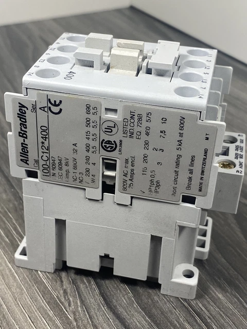 Allen Bradley 100-C12L400 Ser. A Contactor 12A  3-7.5HP  4-NO Poles