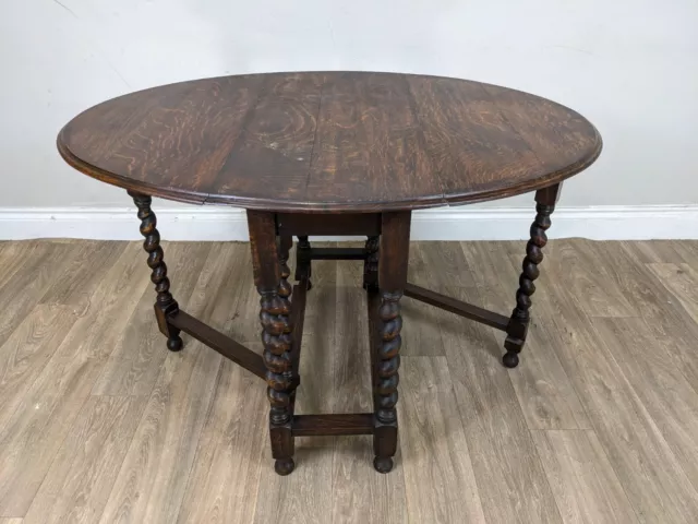 DINING TABLE Vintage Oak Oval Drop Leaf Gateleg Table Twist Turned Legs