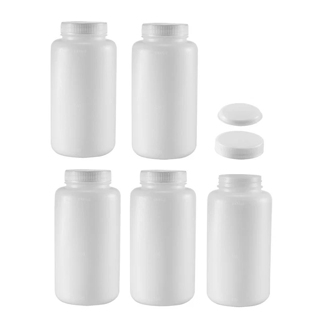 Plastique Laboratoire Chimique Bouteille 1000ml/34oz Large Bouche Conteneur 5Pcs