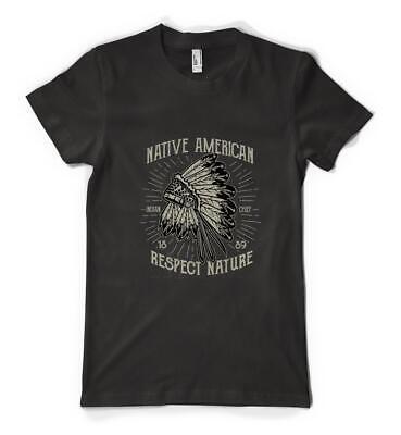 T-shirt personalizzata per adulti nativi americani Indian Chief Respect Nature History