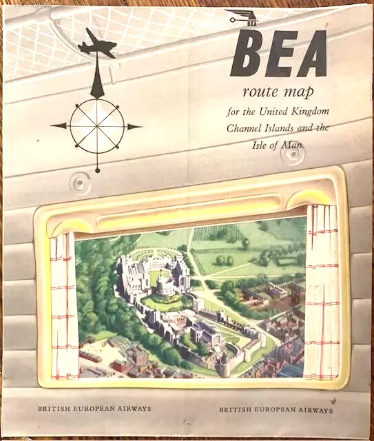 BRITISH EUROPEAN AIRWAYS  ROUTE MAP  1953  1st ED FOLD OUT LEAFLET