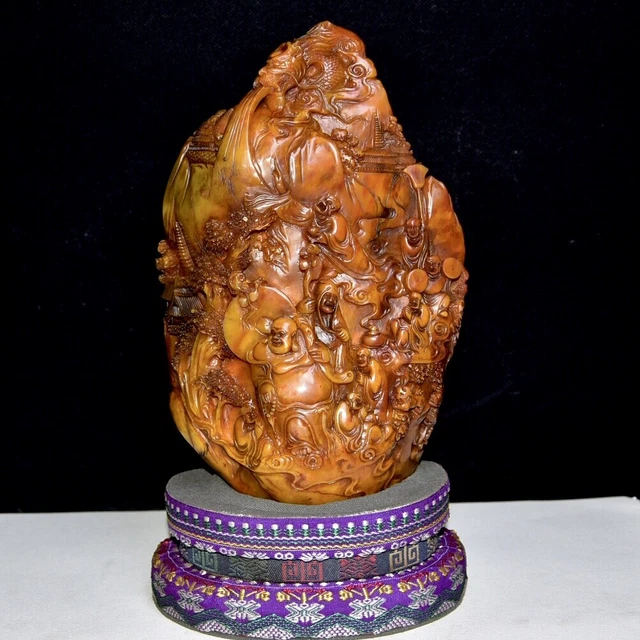 Chinese Exquisite Handmade Lohan carving Shoushan Stone Statue Seal