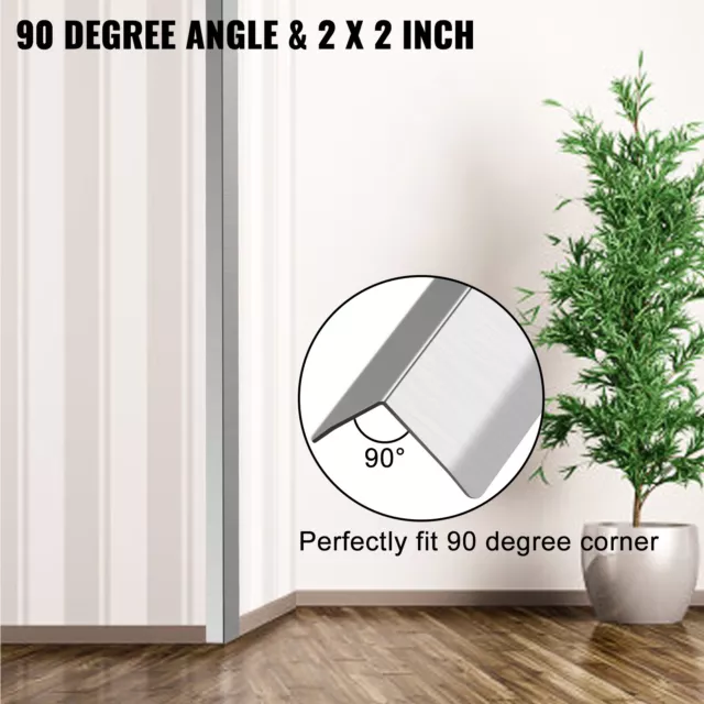 VEVOR Stainless Steel Corner Guards Wall Corner Protector 2 x 2 x 48" 2 Pcs 3
