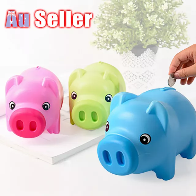 Toy Kids Gift Coin Money Save Openable Box Pig Cash Tin Piggy Bank Plastic Cute