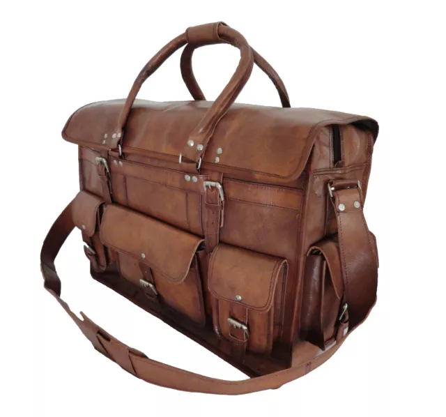 22" Real Leather Briefcase Shoulder Bag Luggage Handbag Suitcase Holdalls 3