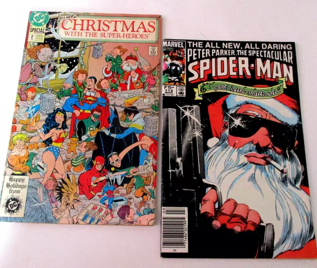 Christmas With The Super-Heroes #2 1989 + Spider-Man #112 Comics (VG+)