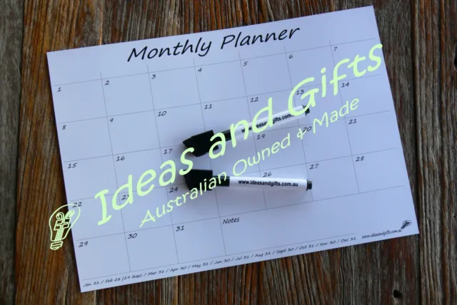 A4 CLASSIC Monthly Planner Organiser Weekly Calendar Fridge Whiteboard Magnet 2p