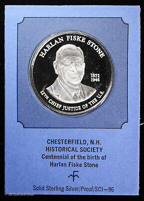 .925 Sterling Silver Franklin Mint Medal | Birth of Harlan F. Stone Centennial