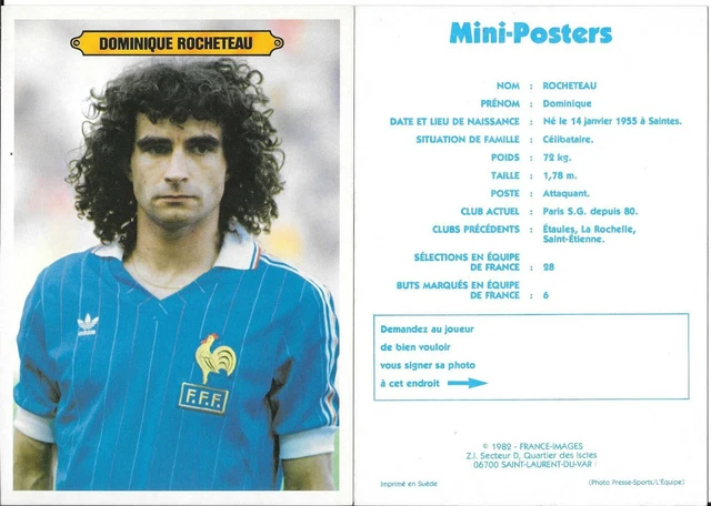 Carte Postale Mini Poster Bellone - Équipe De France Football 1982 - #94 PSG