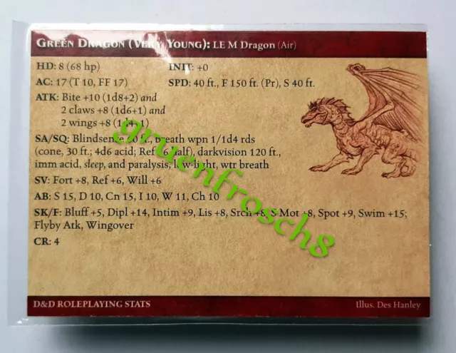 ►Green Dragon ►32 Rare ►Aberrations 2004 ►D&D Miniatures Games Card ►Ddm Stats 2