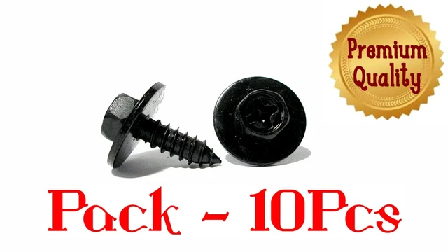 Auto Max Parts 4.7mm Screw Rivet Trim Clips – Jaguar Wheel Arch Mudflap Splash Guard Mount, Steel Black, 10pk