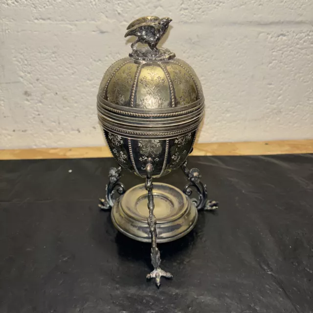 Antique Christopher Silverplate Egg Coddler Boiler Warmer With Eagle