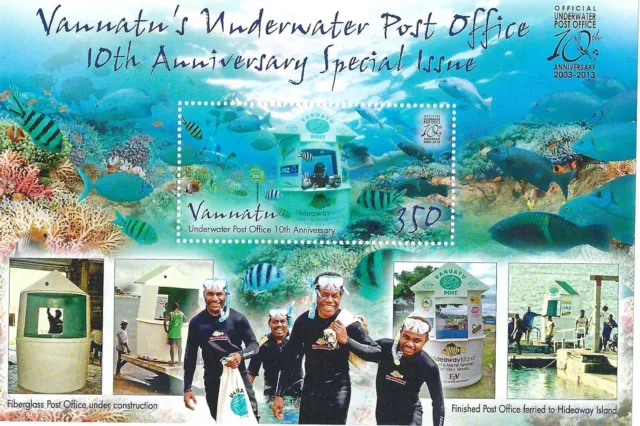 Vanuatu 2013 - 10th Anniversary Underwater Post Office Miniature Sheet - MNH