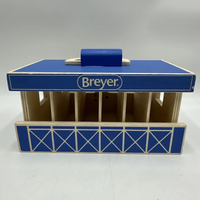Breyer Farms Stablemate Wood Carry Case 59217 Blue Toy Barn Horse Stable Only