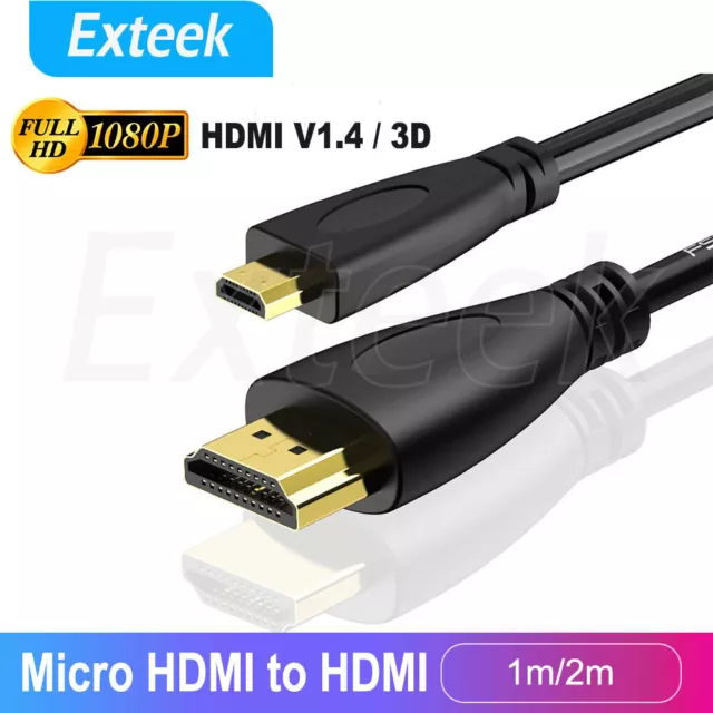 Micro HDMI Type D to HDMI Male Cable 1.4V Gold Plated HD 1080P Digital HDTV Lead