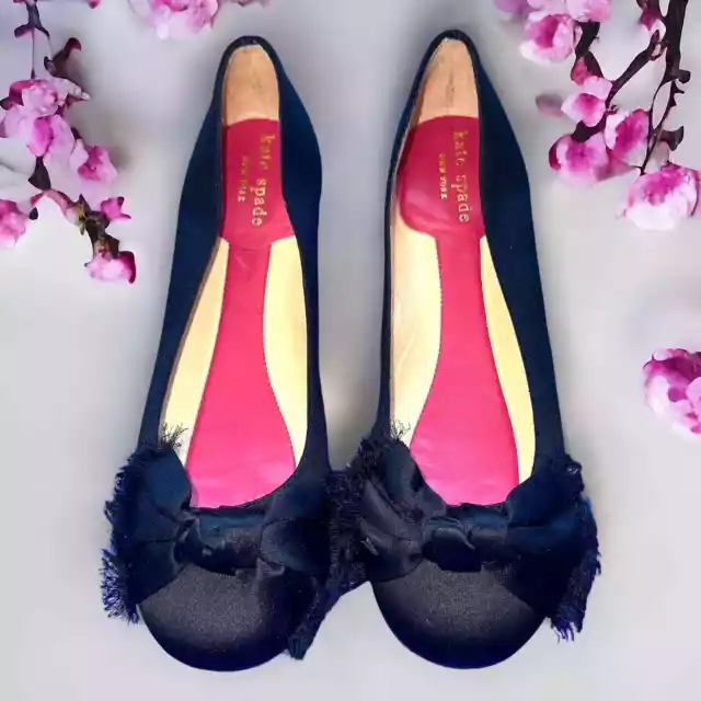 Kate Spade New York Polly Satin Ballet Flats with Bow NWOB