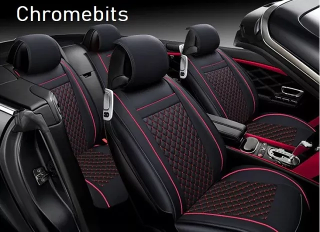 Deluxe Quality Black Red Full set PU Leather Seat Covers Cushion For Kia Hyundai