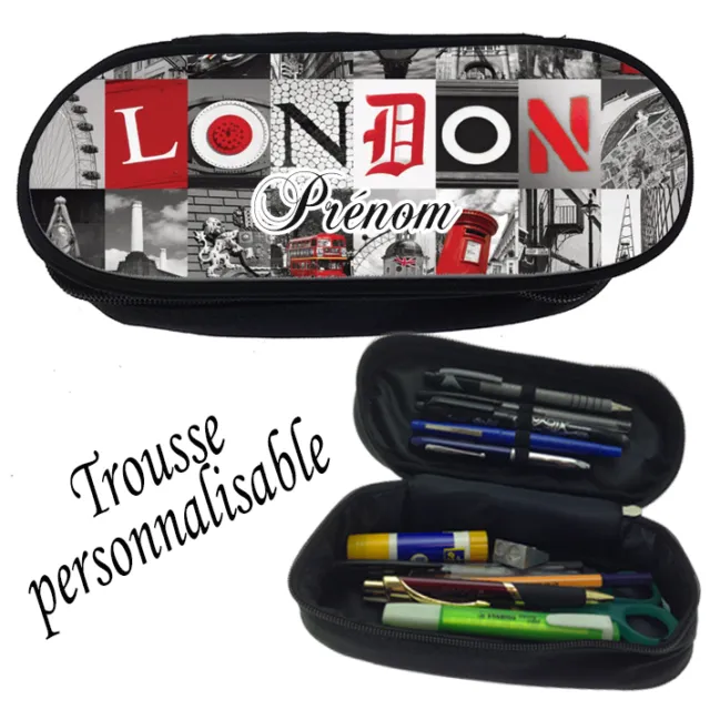 Trousse à crayons LONDON V1 personnalisée avec prénom