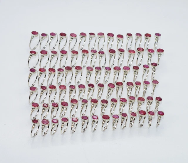 WHOLESALE 84PC 925 SOLID STERLING CUT Simulated Ruby RING LOT O a884