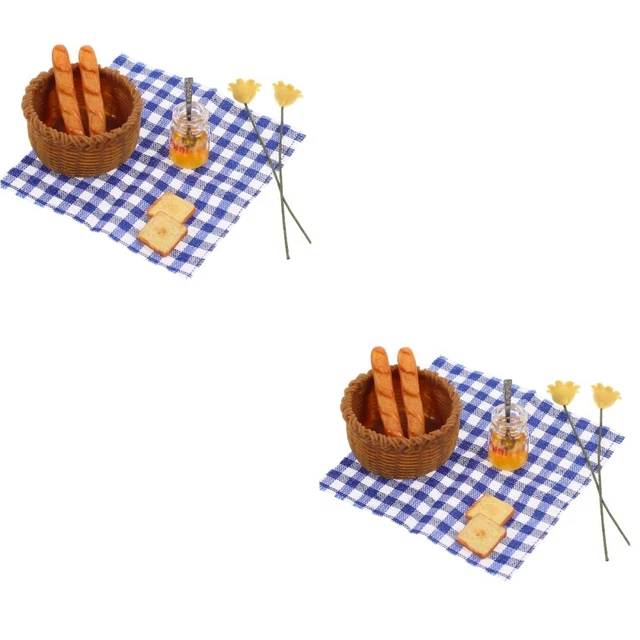 2 Sets Mini Bread Basket Tiny House Food Miniature Model Toy Room Child