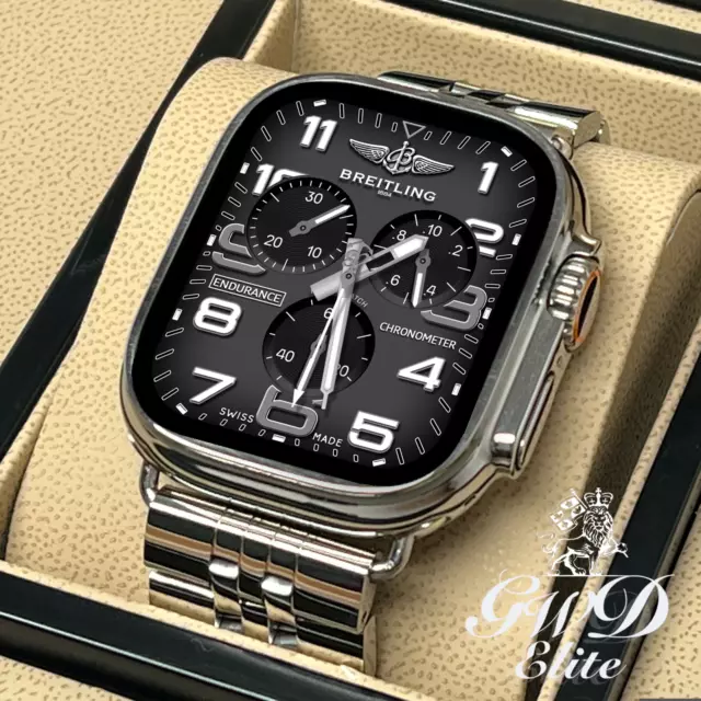 Polished Custom Breitling Polished Band for Apple Watch Ultra 49mm Titanium