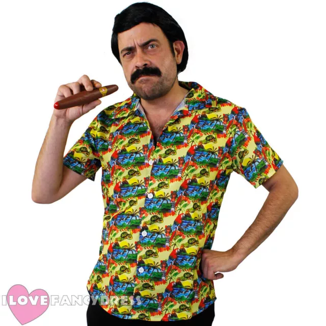 PABLO ESCOBAR COSTUME Drug Lord Fancy Dress Yellow Hawaiian Shirt Wig Tash Cigar 15.99 PicClick UK
