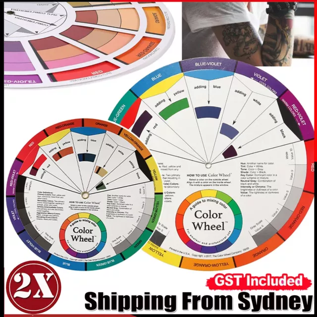 2x Artists Colour Wheel Mixing Colour Guide 23cm+13cm Artist Colour Wheels Nail