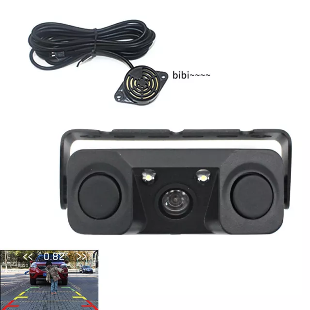 3In1 Car Night Vision Rear View Camera Parking Sensor with Transmitter Recei_bj