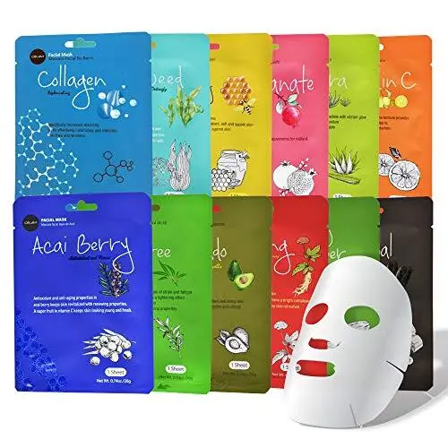 Celavi Essence Facial Sheet Face Mask Variety Set Classic Authentic Korean Mo...
