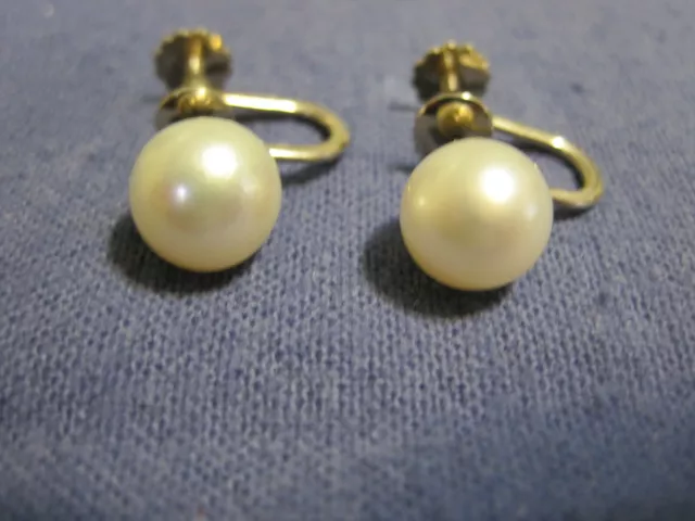 J222 ladys14K or blanc 9 mm perle mer du Sud non percée boucles d'oreilles 3