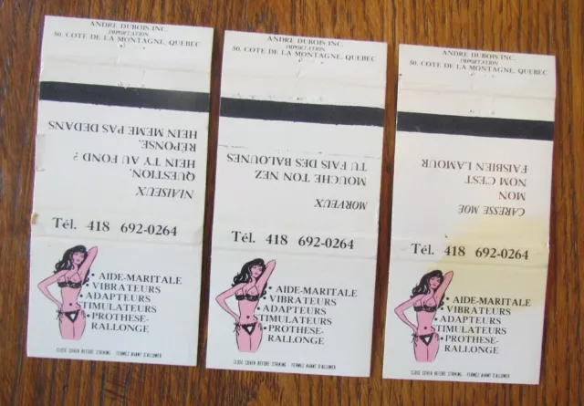 Girlie Matchbook Covers: Andru Dubois Sexe Shop Quebec City Empty Matchcovers -D
