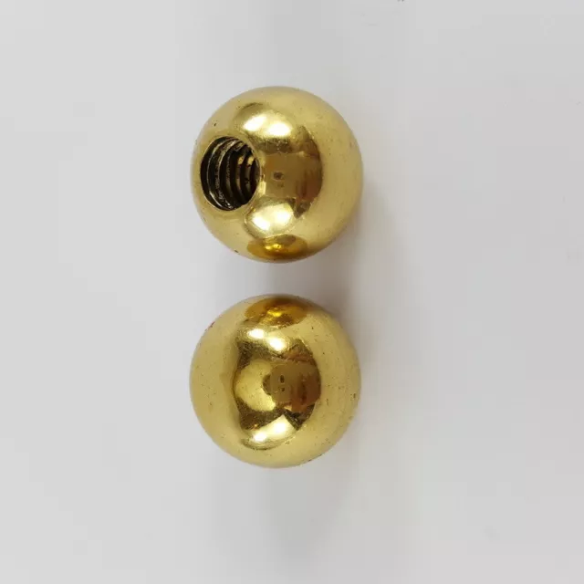 4 small solid Brass BED ball knobs threaded old style 12 mm polished B7 watson 3