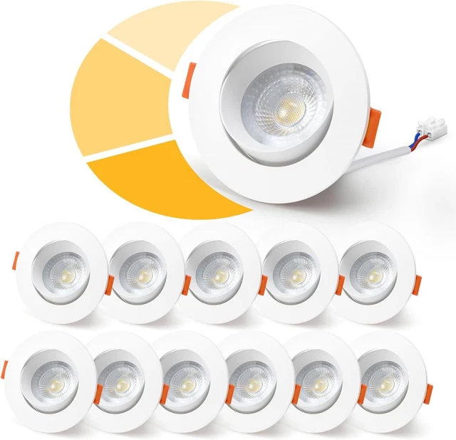 Spots LED Encastrables Fondiiz - Lot De 12, Dimmables, IP44, 5W 480LM, Ø70-80mm