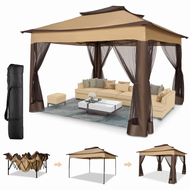 Pavillon 3,3x3,3m Wasserdicht Faltpavillon PopUp Partyzelt Gartenzelt UV-Schutz