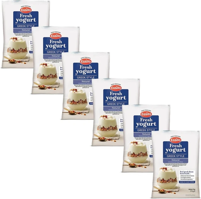 EasiYo Greek & Rhubarbe Yaourt Prime Mix 230g - Pack De 6 Préparations Pour Yaourt Grec