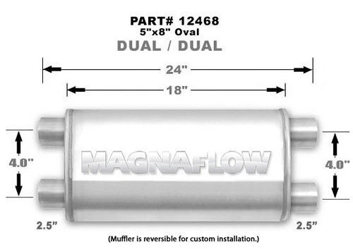 MAGNAFLOW PERF EXHAUST 12468 Stainless Muffler 2.5in Dual In / Dual Out