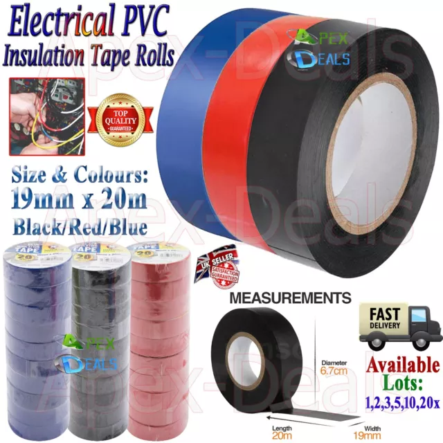 PVC Electrical Insulating Tape Flame Retardant Coloured Insulation 19mm 20meters