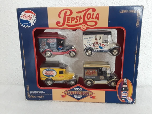 NOS Golden Wheels Pepsi-Cola Custom Replica Collection 4 Cars Die Cast Metal NIB
