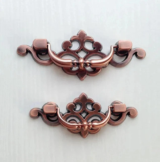 2.5'' 3.35'' Antique Copper Bronze Drawer Pulls Vintage Drop Bail Pulls Handles