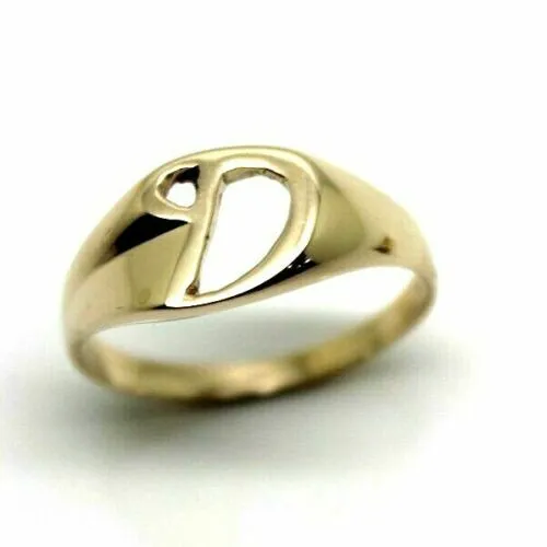 Genuine, Solid 9ct 9k Yellow Or Rose Or White Gold 375 Large Initial Ring D