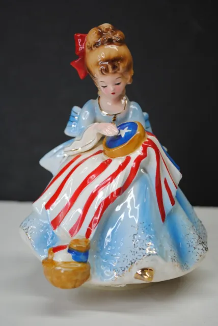 Collectible Vintage Josef Originals Betsy Ross Rotating Musical Figurine -Works