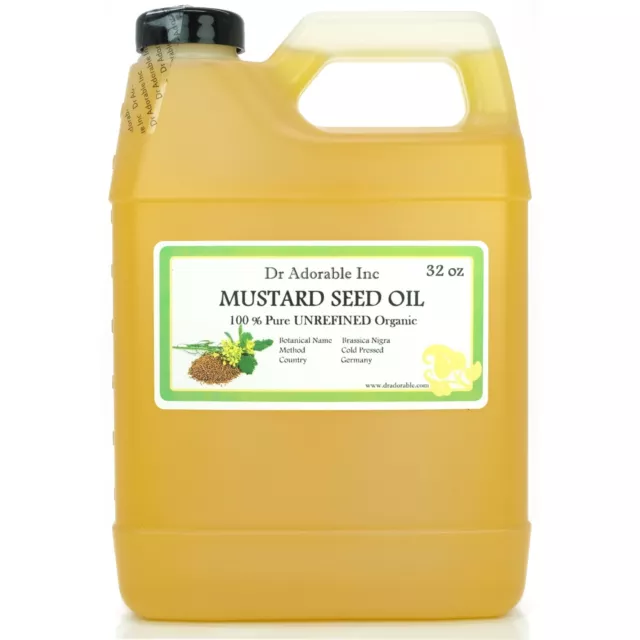 Organic Mustard Seed Oil Cold Pressed Pure 2 Oz  4 Oz 8 Oz 12 Oz-Up To 1 Gallon