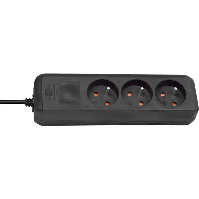 Multiprise Eco-Line 8 prises avec interrupteur, noire, 3m H05VV-F 3G1,5