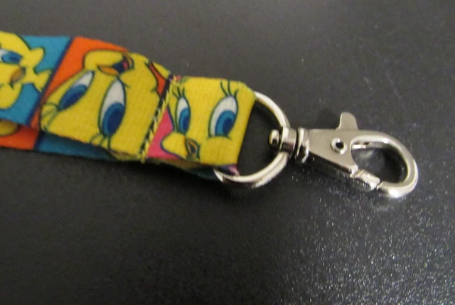Tweety Bird Cartoon Character Yellow Lanyard ID Holder Keychain Cute Faces NWOT